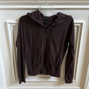 The Limited Brown Hooded Zip Up Sweatshirt